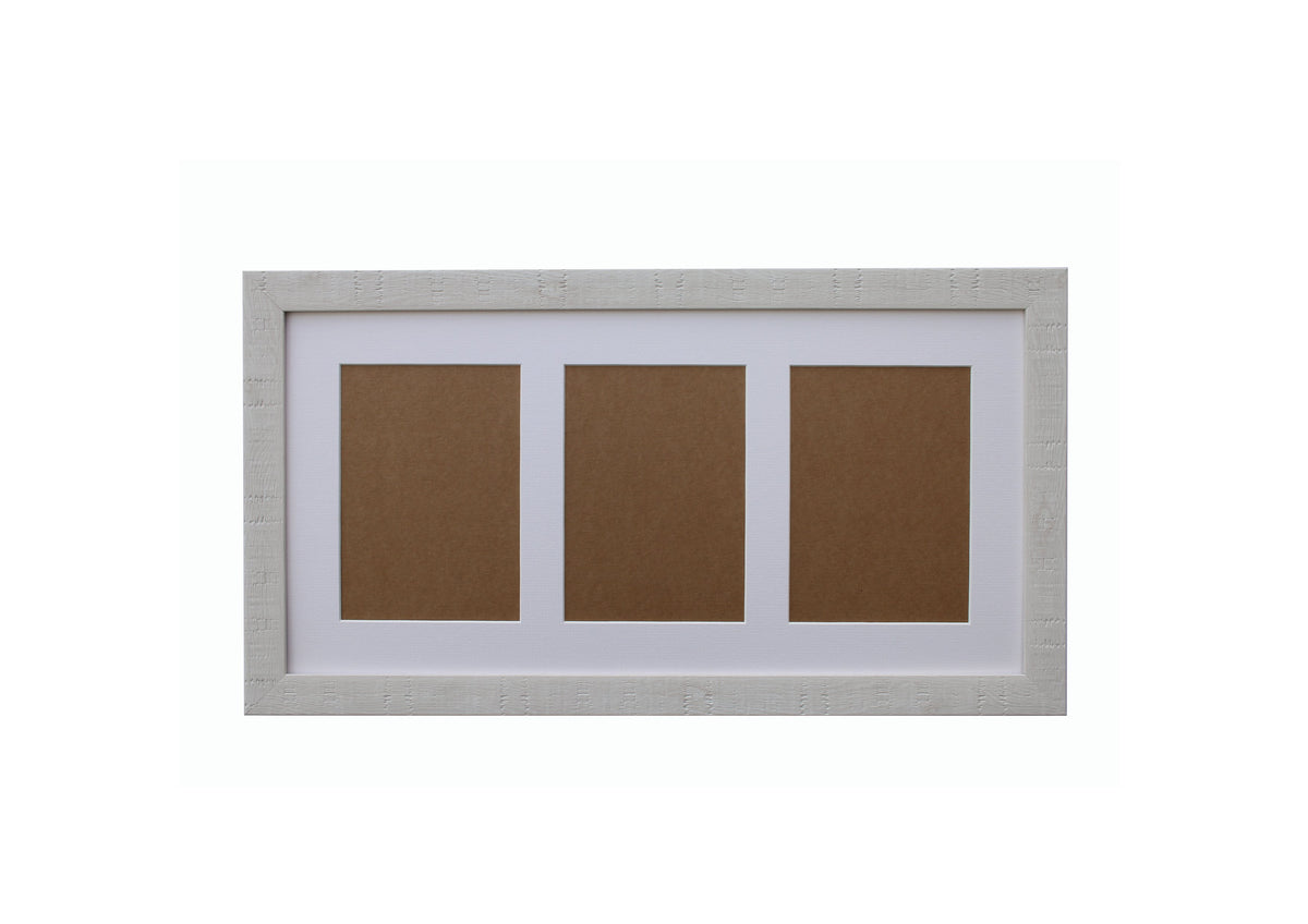 White Orangebox Wood Frame Grain Multi Aperture 20" x 10" - With Glass Frame